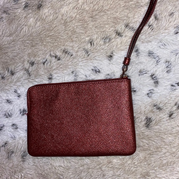 Burgundy Coach Wristlet Hand Wallet - Picture 4 of 6